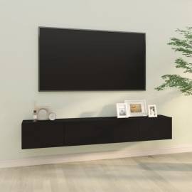 Dulapuri tv de perete 2 buc. negru 100x30x30 cm lemn compozit
