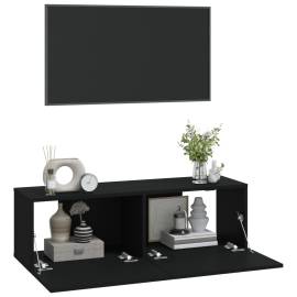 Dulapuri tv de perete 2 buc. negru 100x30x30 cm lemn compozit, 4 image