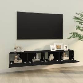 Dulapuri tv de perete 2 buc. negru 100x30x30 cm lemn compozit, 3 image