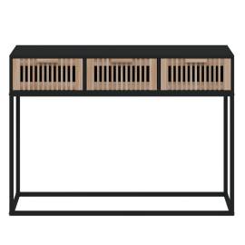 Masă consolă, negru, 105x30x75 cm, lemn prelucrat și fier, 4 image