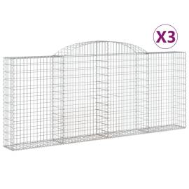 Coșuri gabion arcuite 3 buc, 300x30x120/140 cm, fier galvanizat, 2 image