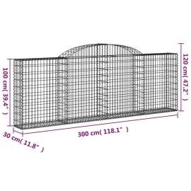 Coșuri gabion arcuite 8 buc, 300x30x100/120 cm fier galvanizat, 6 image