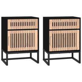 Dulapuri noptieră, 2 buc., negru, 40x30x55,5 cm, lemn & fier, 2 image