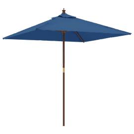 Umbrelă de grădină stâlp din lemn, albastru azur 198x198x231 cm, 2 image
