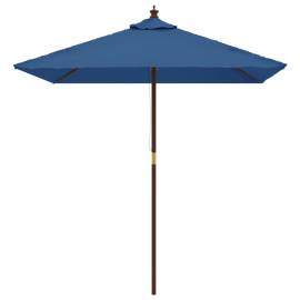 Umbrelă de grădină stâlp din lemn, albastru azur 198x198x231 cm, 3 image