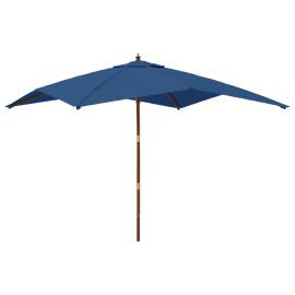 Umbrelă de grădină stâlp din lemn, albastru azur 300x300x273 cm, 2 image