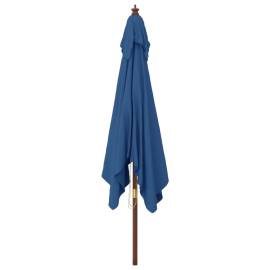 Umbrelă de grădină stâlp din lemn, albastru azur 300x300x273 cm, 4 image