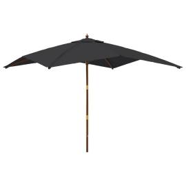 Umbrelă de grădină stâlp din lemn, negru, 300x300x273 cm, 2 image