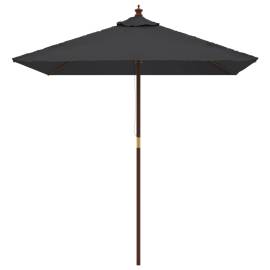Umbrelă soare de grădină stâlp din lemn negru 198x198x231 cm, 3 image