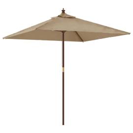 Umbrelă soare de grădină stâlp din lemn taupe 198x198x231 cm, 2 image