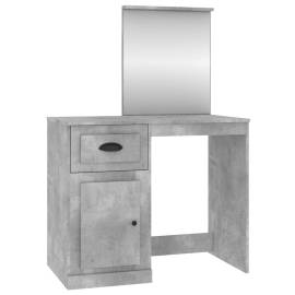 Masă de toaletă cu oglindă, gri beton, 90x50x132,5 cm, lemn, 2 image