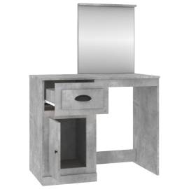 Masă de toaletă cu oglindă, gri beton, 90x50x132,5 cm, lemn, 7 image