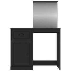 Masă de toaletă cu oglindă, negru 90x50x132,5 cm lemn prelucrat, 6 image