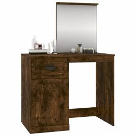 Masă de toaletă cu oglindă, stejar fumuriu 90x50x132,5 cm lemn, 4 image