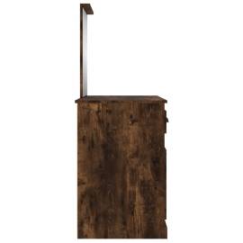 Masă de toaletă cu oglindă, stejar fumuriu 90x50x132,5 cm lemn, 8 image