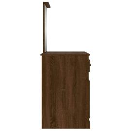 Masă de toaletă cu oglindă, stejar maro 90x50x132,5 cm lemn, 8 image