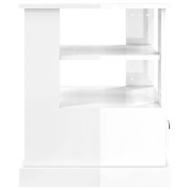Masă laterală, alb extralucios, 50x50x60 cm, lemn prelucrat, 7 image