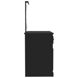Masă de toaletă cu led, negru, 90x50x132,5 cm, lemn prelucrat, 8 image