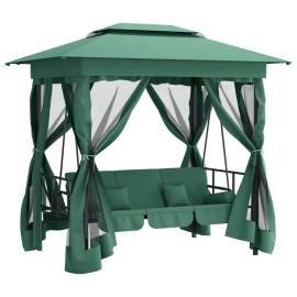 Pavilion de grădină & balansoar convertibil verde textil & oțel, 2 image