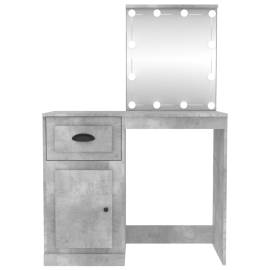 Masă de toaletă cu led, gri beton, 90x50x132,5 cm lemn compozit, 6 image