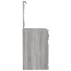 Masă de toaletă cu led, gri sonoma 90x50x132,5 cm lemn compozit, 8 image