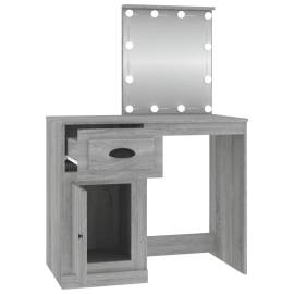 Masă de toaletă cu led, gri sonoma 90x50x132,5 cm lemn compozit, 7 image