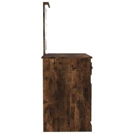 Masă de toaletă cu led, stejar fumuriu 90x50x132,5 cm lemn, 8 image