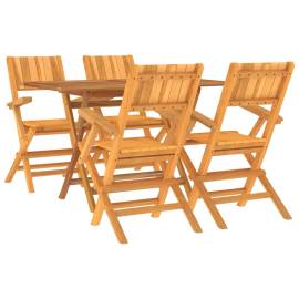 Set masă pentru grădină, lemn masiv de tec, 5 piese, 3 image