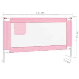 Balustradă de protecție pat copii, roz, 140x25 cm, textil, 8 image