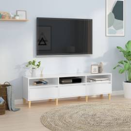 Comodă tv, alb extralucios, 150x30x44,5 cm, lemn prelucrat