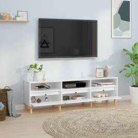 Comodă tv, alb extralucios, 150x30x44,5 cm, lemn prelucrat, 3 image