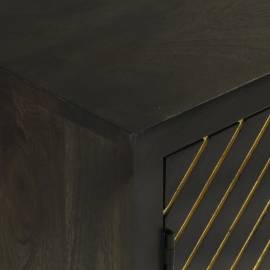 Servantă cu 2 uși, negru/auriu, 55x30x75 cm, lemn masiv mango, 6 image