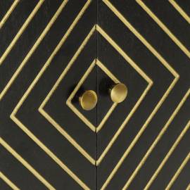 Servantă cu 2 uși, negru/auriu, 55x30x75 cm, lemn masiv mango, 7 image