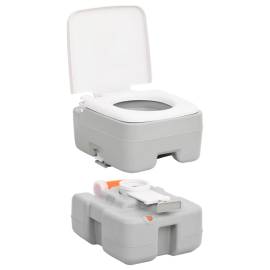 Toaletă portabilă de camping, gri și alb, 15+10 l, hdpe, 4 image