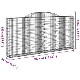 Coșuri gabion arcuite 6 buc. 300x30x140/160 cm fier galvanizat, 6 image