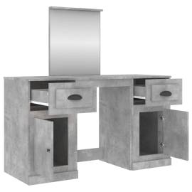 Masă de toaletă cu oglindă, gri beton, 130x50x132,5 cm, 8 image