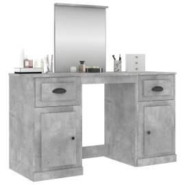 Masă de toaletă cu oglindă, gri beton, 130x50x132,5 cm, 4 image