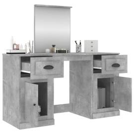 Masă de toaletă cu oglindă, gri beton, 130x50x132,5 cm, 5 image