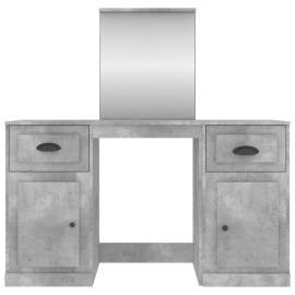 Masă de toaletă cu oglindă, gri beton, 130x50x132,5 cm, 6 image