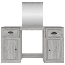 Masă de toaletă cu oglindă, sonoma gri, 130x50x132,5 cm, 6 image