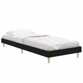 Cadru de pat, negru, 75x190 cm, lemn prelucrat, 5 image