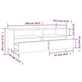 Comodă tv, alb extralucios, 100x34,5x44,5 cm, lemn prelucrat, 10 image