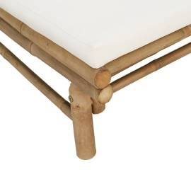 Set mobilier de grădină cu perne alb crem, 2 piese, bambus, 5 image