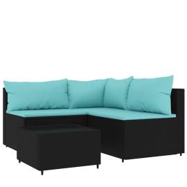 Set mobilier relaxare grădină 4 piese cu perne poliratan negru, 2 image