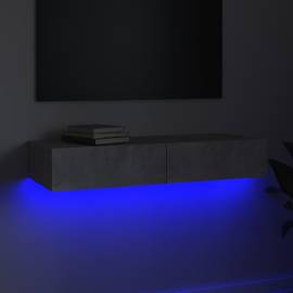 Comodă tv cu lumini led, gri beton, 90x35x15,5 cm, 3 image