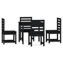 Set de masă pentru grădină, 5 piese, negru, lemn masiv de pin, 2 image