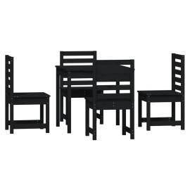 Set de masă pentru grădină, 5 piese, negru, lemn masiv de pin, 5 image