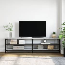 Comodă tv, gri sonoma, 180x30x50 cm, lemn prelucrat și metal, 3 image
