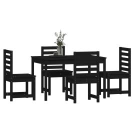 Set de masă pentru grădină, 5 piese, negru, lemn masiv de pin, 4 image