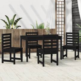 Set de masă pentru grădină, 5 piese, negru, lemn masiv de pin, 3 image